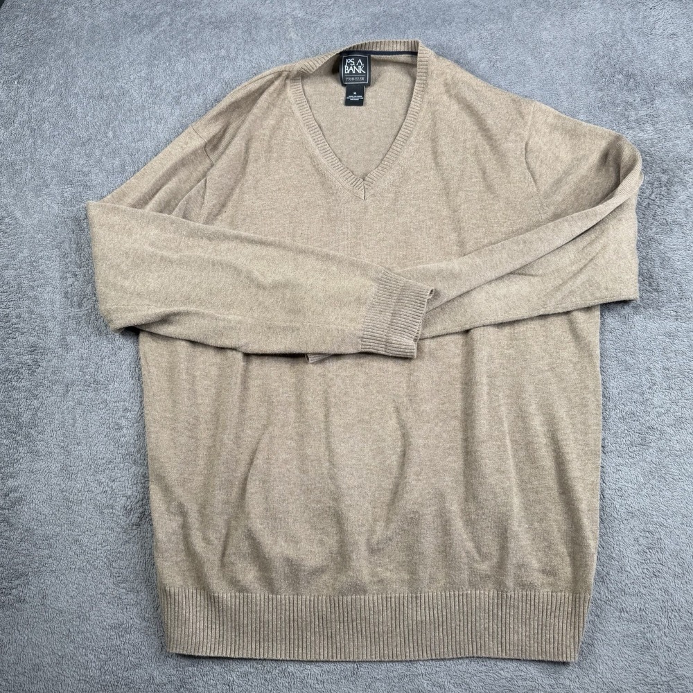 Jos. A. Bank Sweater Adult XL Traveler Brown‎ Pima Cotton V-Neck Pullover Mens
